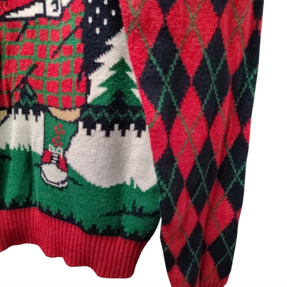 Ugly Christmas Sweater Golfing Santa Men's Pullover Size M  Holiday Festive EUC - Picture 4 of 7